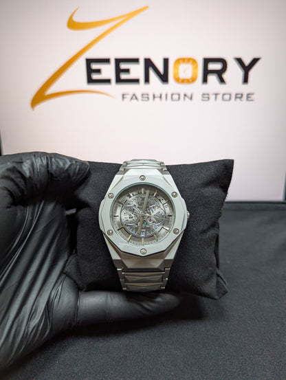 Hublot Luxury Skeleton Watch – Matte Steel Finish