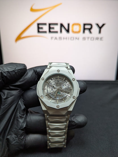 Hublot Luxury Skeleton Watch – Matte Steel Finish