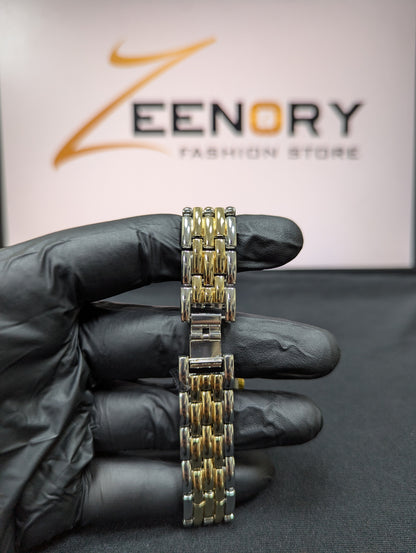 TRUE WORTH Rectangular Dial Dual Tone Watch