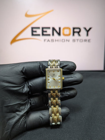 TRUE WORTH Rectangular Dial Dual Tone Watch