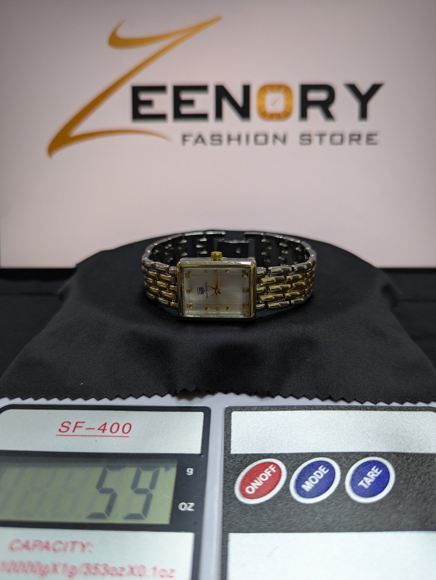 TRUE WORTH Rectangular Dial Dual Tone Watch